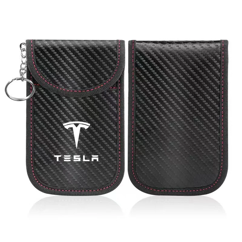 

Car Key Case Carbon Fiber RFID Electromagnetic Shielding Key Package For tesla model 3 model X Y S