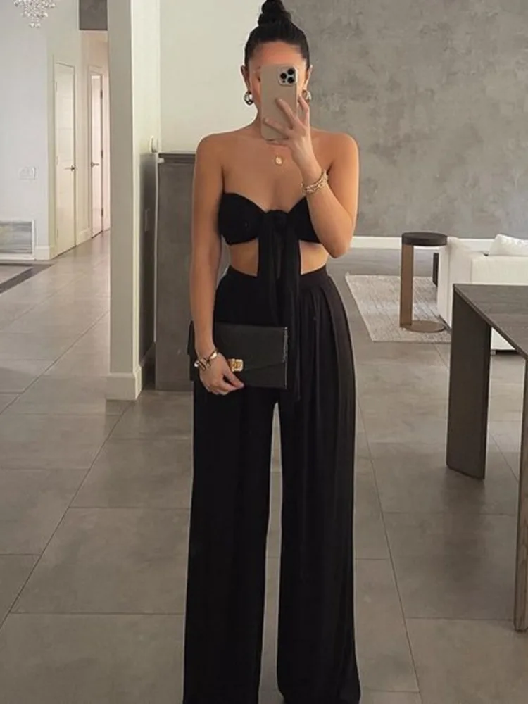 Комплект из 2 предметов Kesiachiccly повседневный комбинезон без рукавов длинные брюки