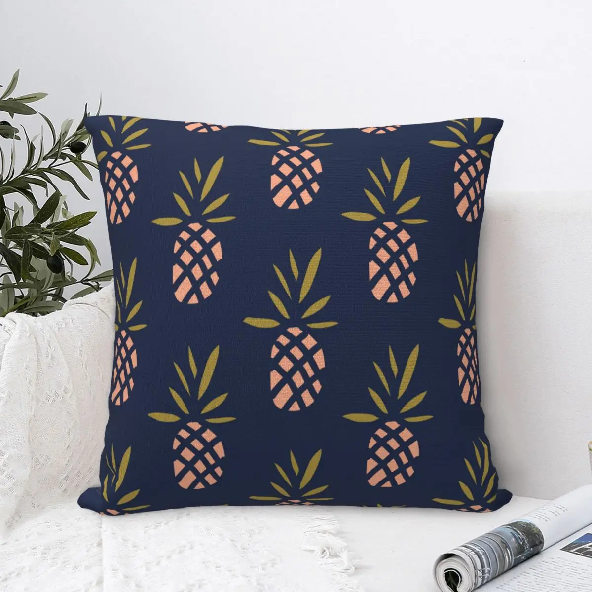 

Pineapple Pillowcase Soft Fabric Cushion Cover Gift Cute Fruit Throw Pillow Case Cover Seat Zipper 40X40cm
