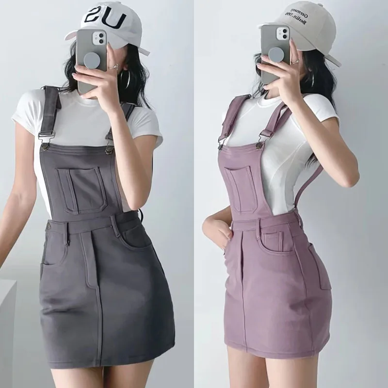 

Женское трикотажное платье с коротким рукавом, однотонное платье с высокой талией, в студенческом стиле, весна 2023