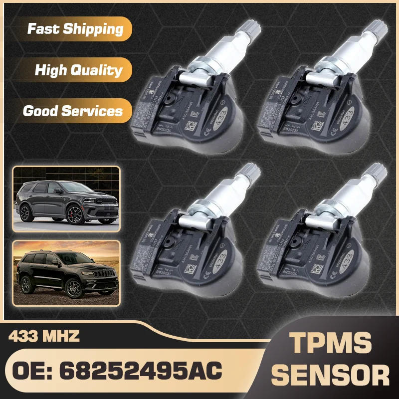 1/4 шт. TPMS датчик давления в шинах 433 МГц для Dodge Durango 2018-2022 Jeep Grand Cherokee 2016-2021 68252495AC