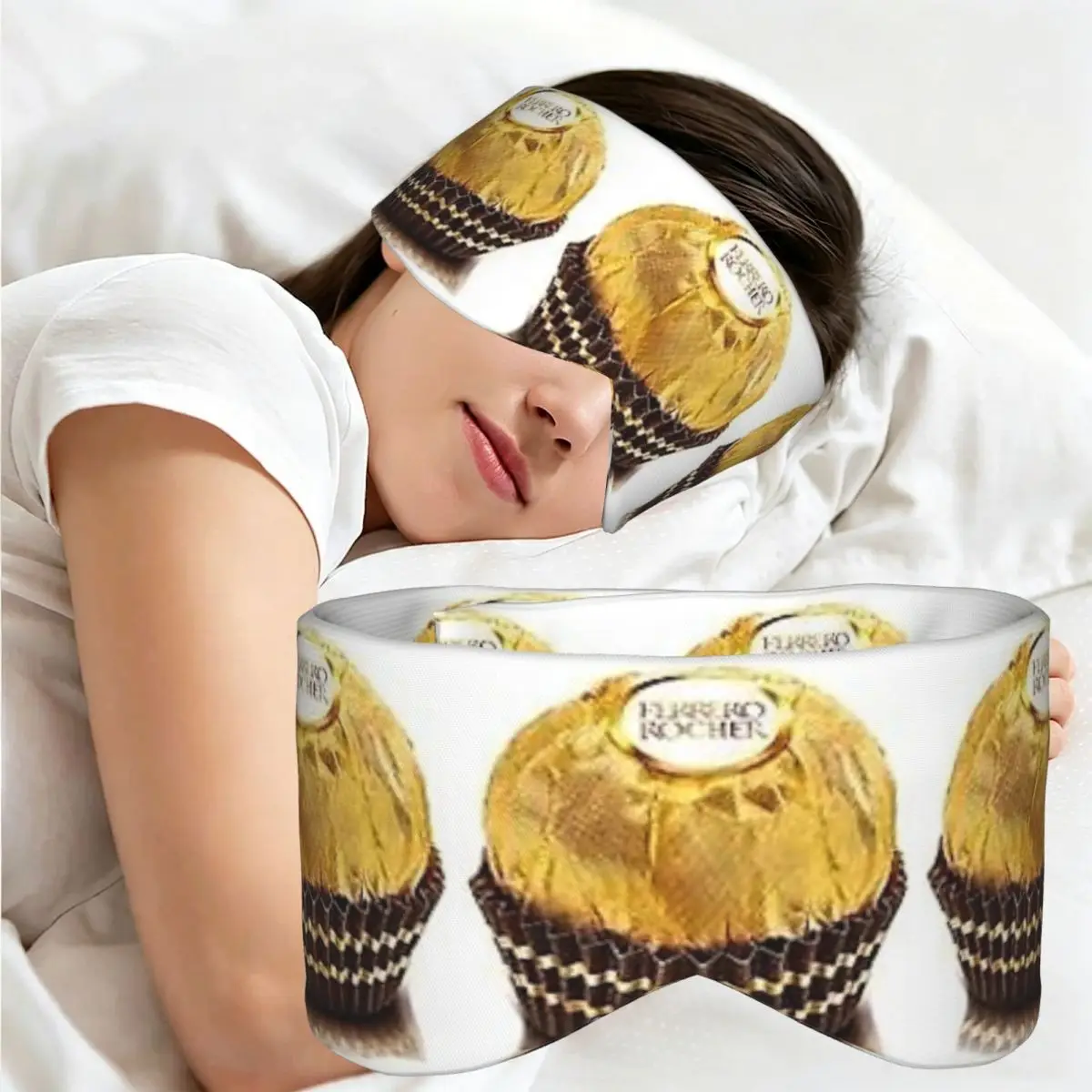 Фото Маска для сна Ferrero Rocher, блокирующая свет, портативная повязка на глаза для девочек и мальчиков, для дома, сна, вечеринок, подарок, повязка на глаза. №1