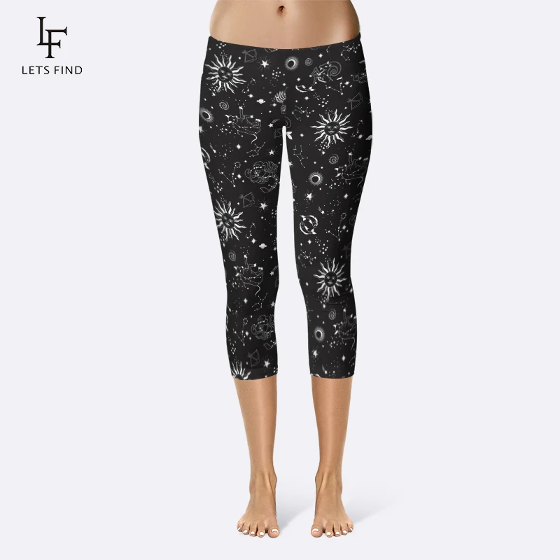 LETSFIND 2020 Summer New Arrival 3D Beautiful Galaxy Print High Waist  Mid-Calf Leggings Fashion Women Fitness Legging