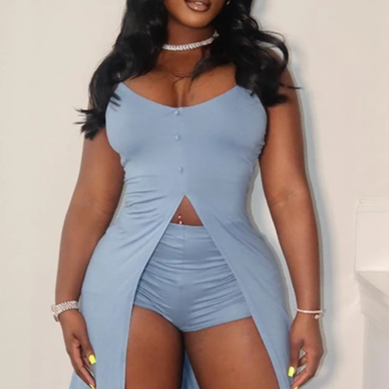 Костюм женский облегающий из двух предметов однотонный Длинный топ на