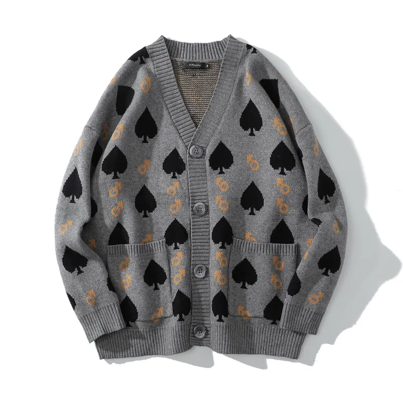 Женский кардиган в форме сердца свитер уличный вязаный пуловер оверсайз