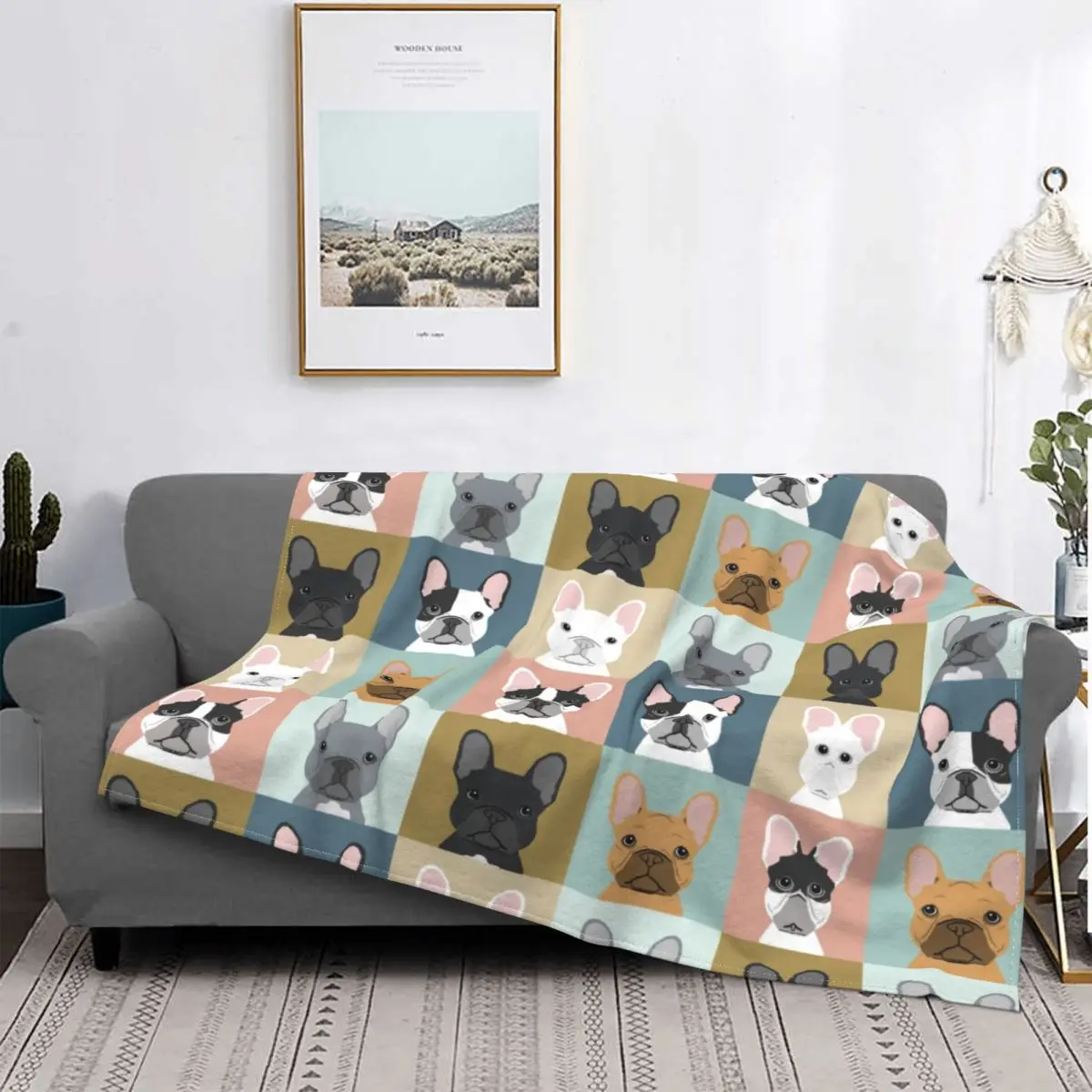 

Anatomy Of A French Bulldog Soft Flannel Fleece Frenchie Dog Lover Throw Blanket for Office Bed Sofa Bedspreads Blanket 3D Print