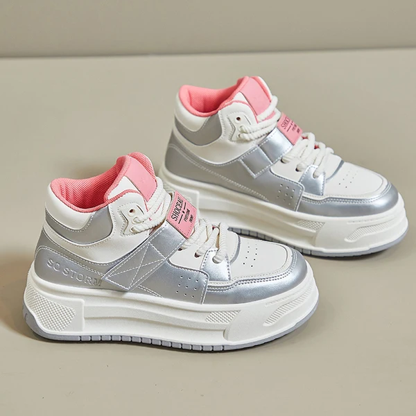 

Кроссовки женские на танкетке, белые универсальные кроссовки с закрытым носком и круглым носком, на платформе, для осени и спорта, 2023