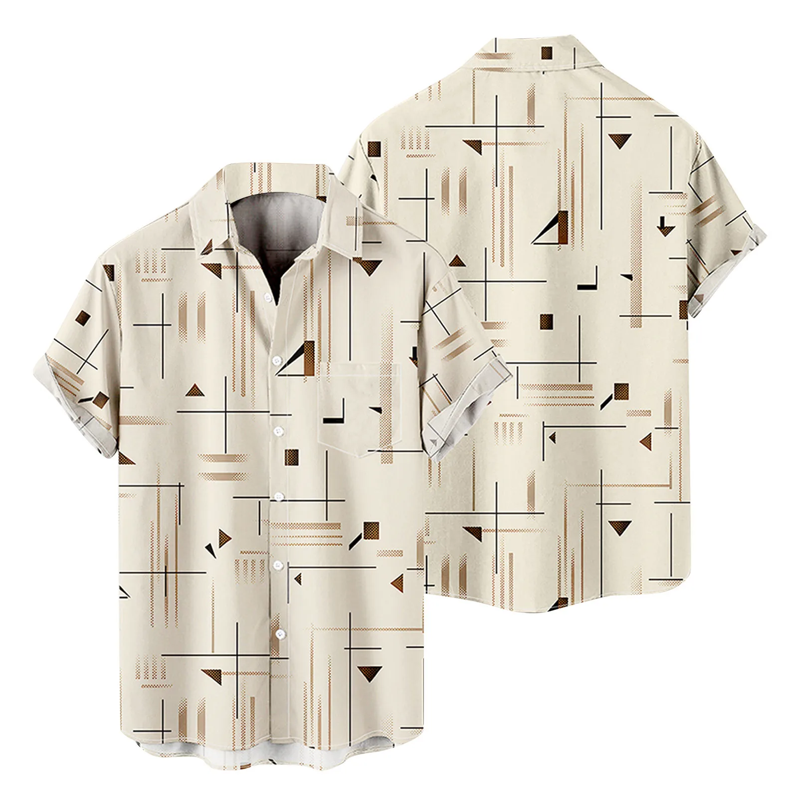

Mens Fashion And Leisure 3D Digital Printing Buckle Lapel Short Sleeve Shirt Top Adult Diaper Shirt
