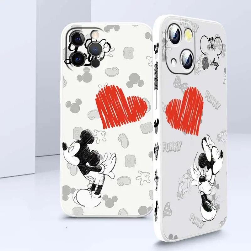 

Art Mickey Minnie Disney Anime Phone Case For Apple iPhone 14 13 12 Mini 11 XS Pro Max X XR 8 7 Plus SE Liquid Left Rope Cover