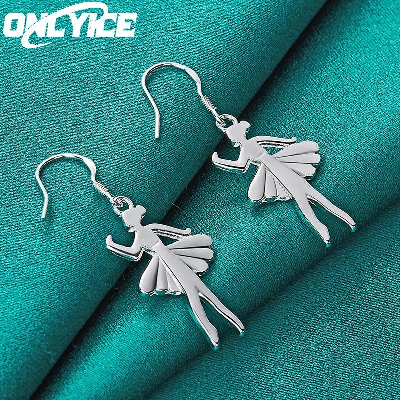 

New Charm 925 Sterling Silver Earrings For Women Wedding Fashion Party Jewelry Trend Dancing Girl Drop Earrings Christmas Gifts