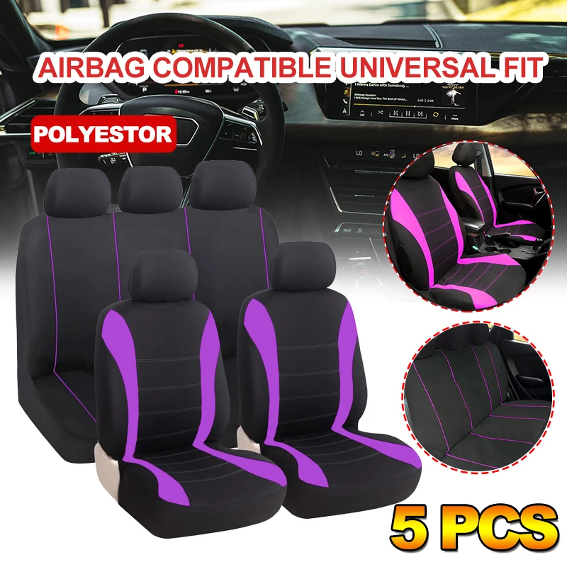 2/4/9 Pieces Car Seat Cover Polyester Fabric Universal Front/Rear Auto Protect Pad Airbag Compatible For Nissan Qashqai For Kia
