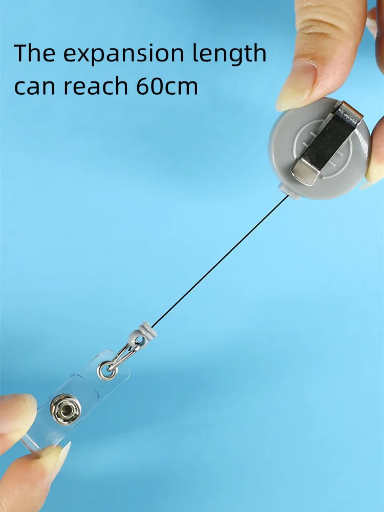 

12 Colors Retractable Pull Badge Holder Reels Key Ring Chain Clips Office Supplies School Students ID Credit Card Holder
