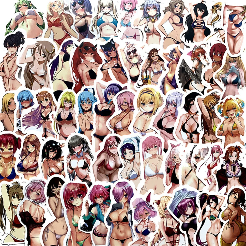 

10/30/50pcs New Bikini Sexy Beauty Anime Hentai Cartoon Stickers For Luggage Laptop Ipad Skateboard Gift Car Stickers Wholesale