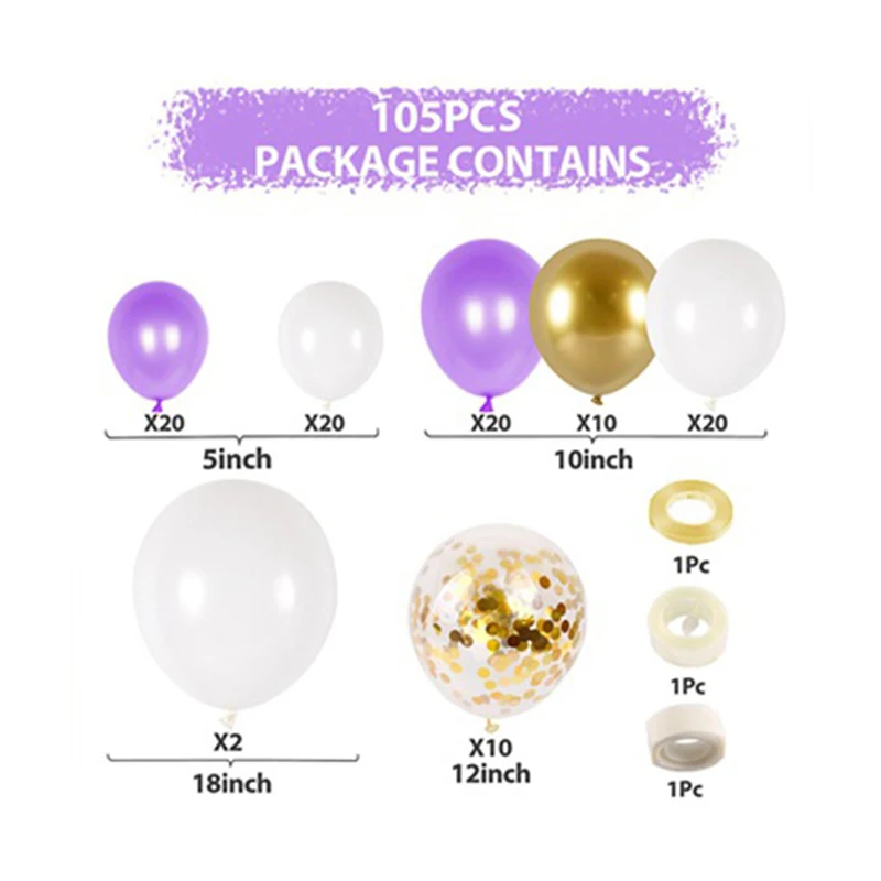 105 шт фиолетовый шар стенд арка свадебный комплект гирлянда свадебные украшения