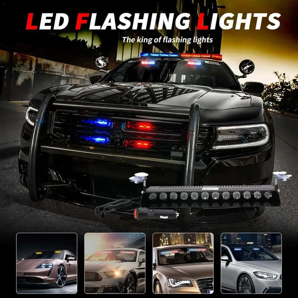 

Police Flashing Light Car Emergency LED Strobe Flasher Amber Lamp Red Light Car Warning Assembly White Blue Truck Lamp D0G9