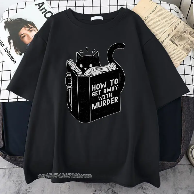 

Cats Get Away With Murder Man T Shirts Personality Funny Print Clothing New Men T Shirts Hip Hop S-Xxxl T-Shirt For Men's