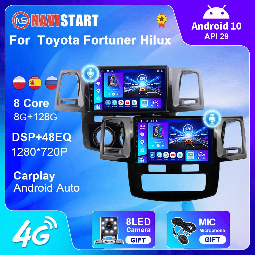 car radio for toyota fortuner hilux revo vigo 2007 2015 multimedia video player autoradio navigation gps android 10 2din carplay free global shipping