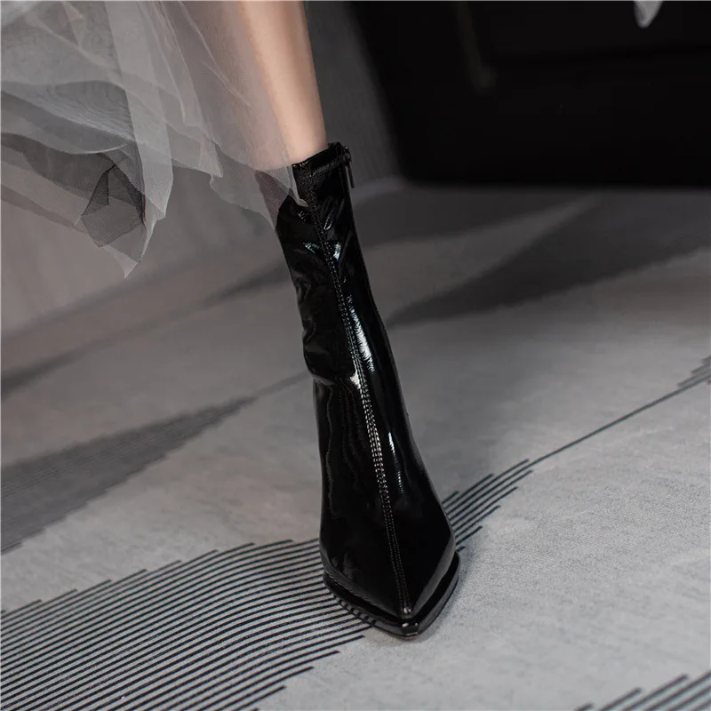 Pointed Toe Chelsea Boot Women High Heels Leather Pumps Boot Short Ankle Shoes Fashion 2022 Autumn Winter Women Shoes