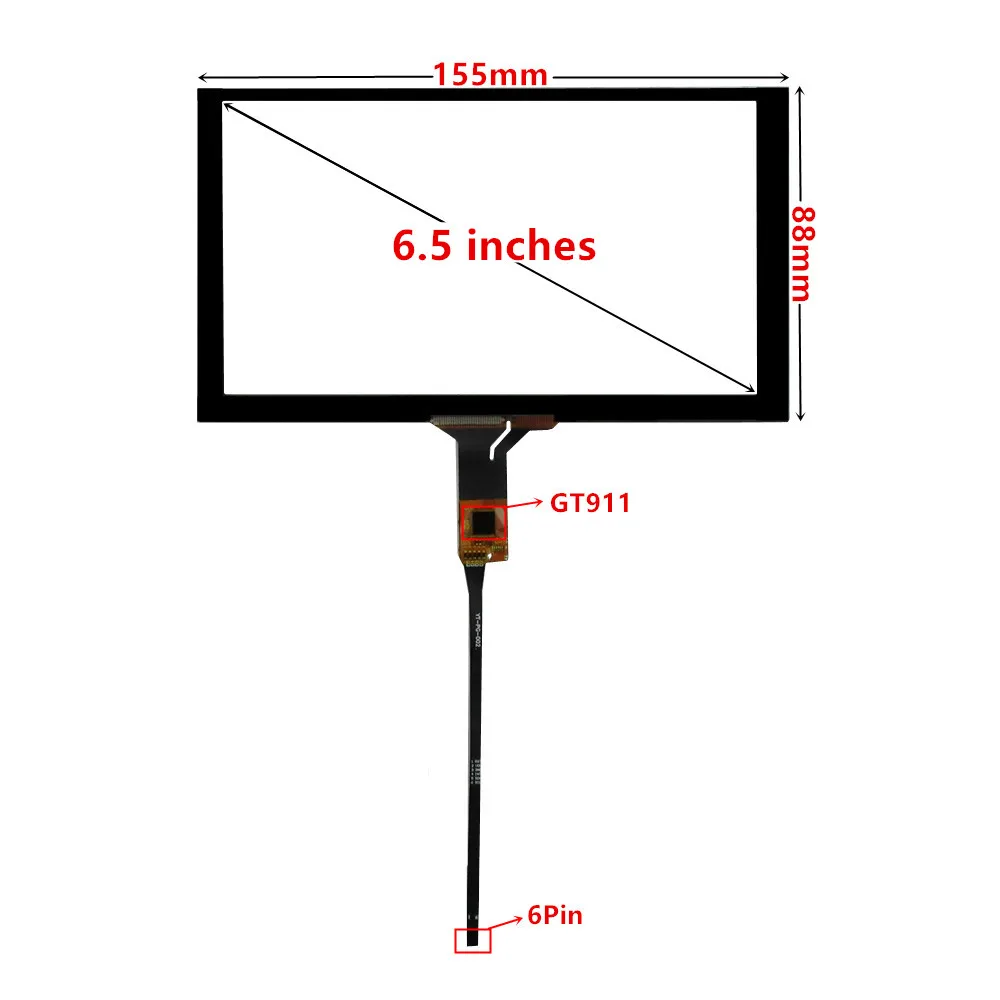 6.5 Inch High Compatibility 155mm*88mm GT911 Universal Capacitive Touch Digitizer Car DVD Navigation Touch Screen Panel Glass