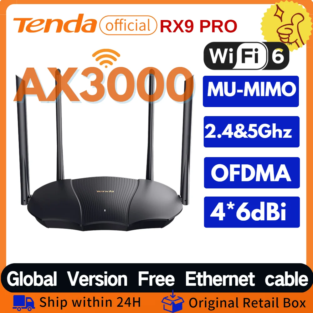 Wi-Fi роутер Tenda 6 AX3000 RX9 Pro, 2,4 и 5 ГГц
