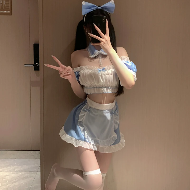 Женское сексуальное нижнее белье Эротическая горничная костюмы для косплея