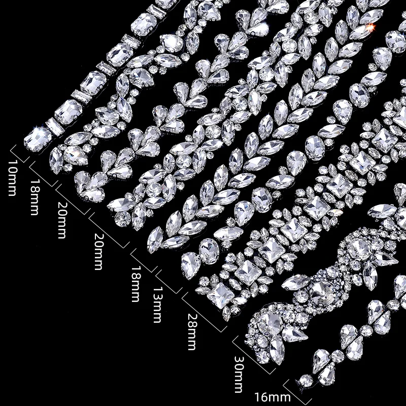 Фото Ducrystal 1 ярда/90 см мотив стеклянные стразы горячая фиксация стеклянные кристаллы со стразами цепочка для отделки обуви «сделай сам», сумки, украшения платьев №2