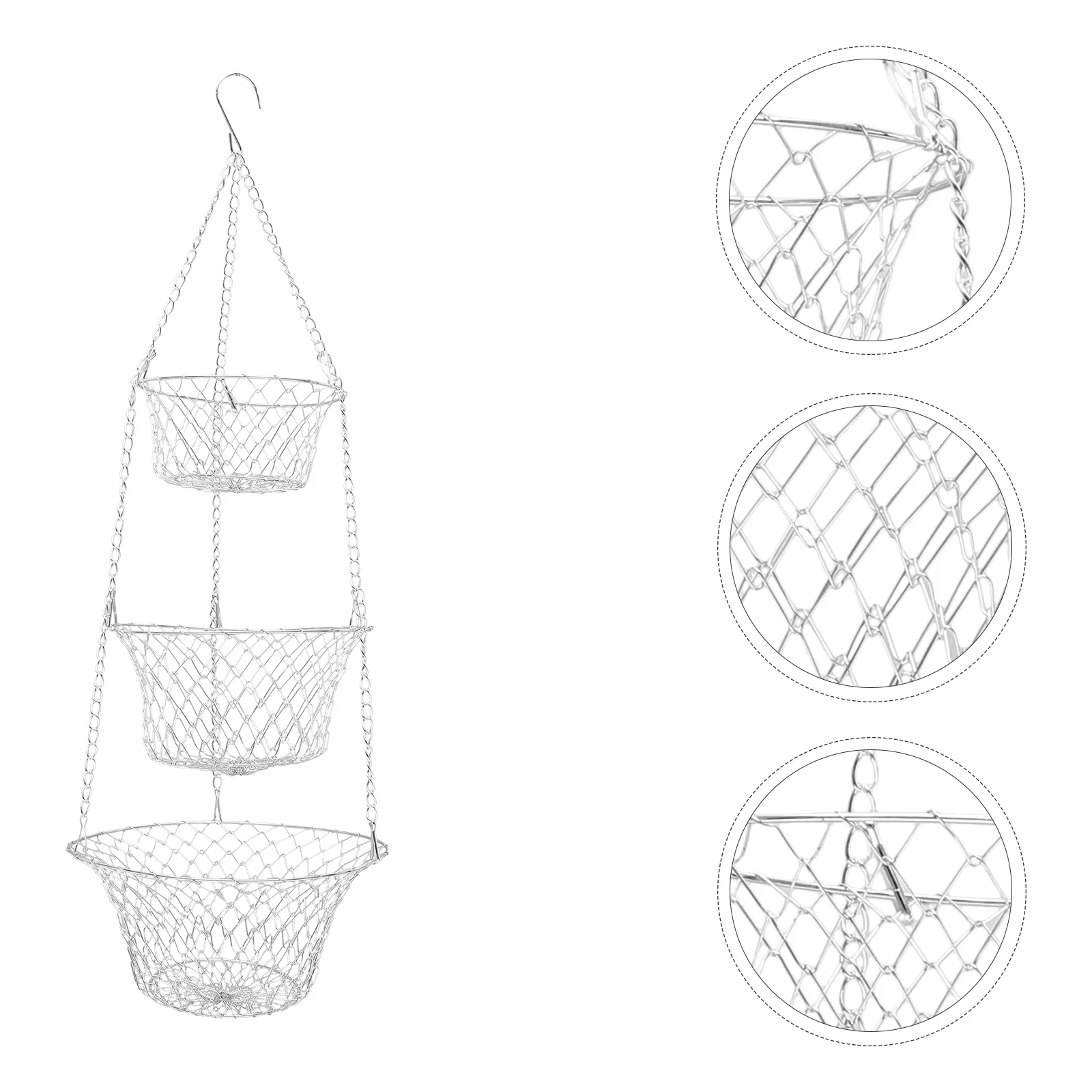 

Iron Wire Hanging Basket 3 Tier Fruit Basket Hanging Basket for Organizing Fruit Hammock Fruit Basket