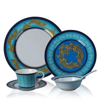 porcelain dinner plates full set flat europe plate set vintage luxury bone china kitchen full tableware vajilla set dishes