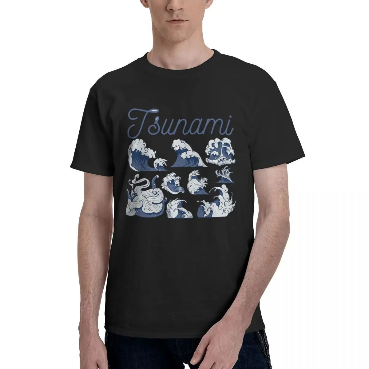 

Anime Tsunami Tonga Volcanotsunami (2) Humor Graphic Men's Basic Short Sleeve T-Shirt men set Lava Novelty Tops Tees