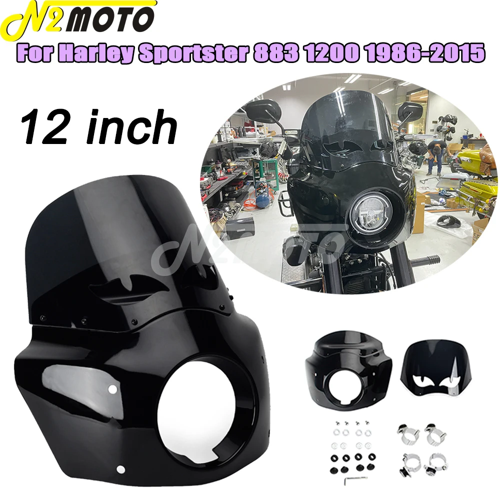 

Обтекатель для мотоцикла, лобовое стекло с вентиляционным отверстием 12 Дюймов, 5 3/4 дюйма, обтекатель для фар Harley Sportster XL 72 883 1100 1200 Low Sport