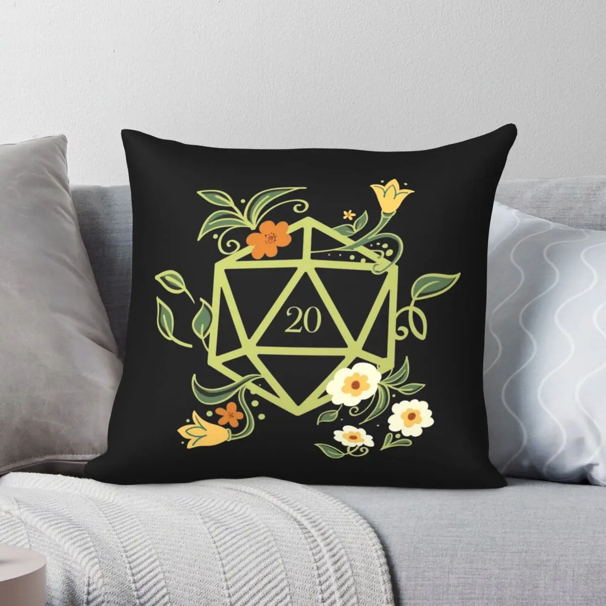 

Полимерная настольная Подушка D20 в виде игральных костей, чехол из полиэстера и льна с бархатным узором, Декоративная Подушка на молнии, чех...