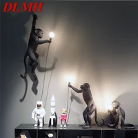 dlmh nordic indoor wall sconces lamps modern creative monkey led lighting decorative for home bedroom living room