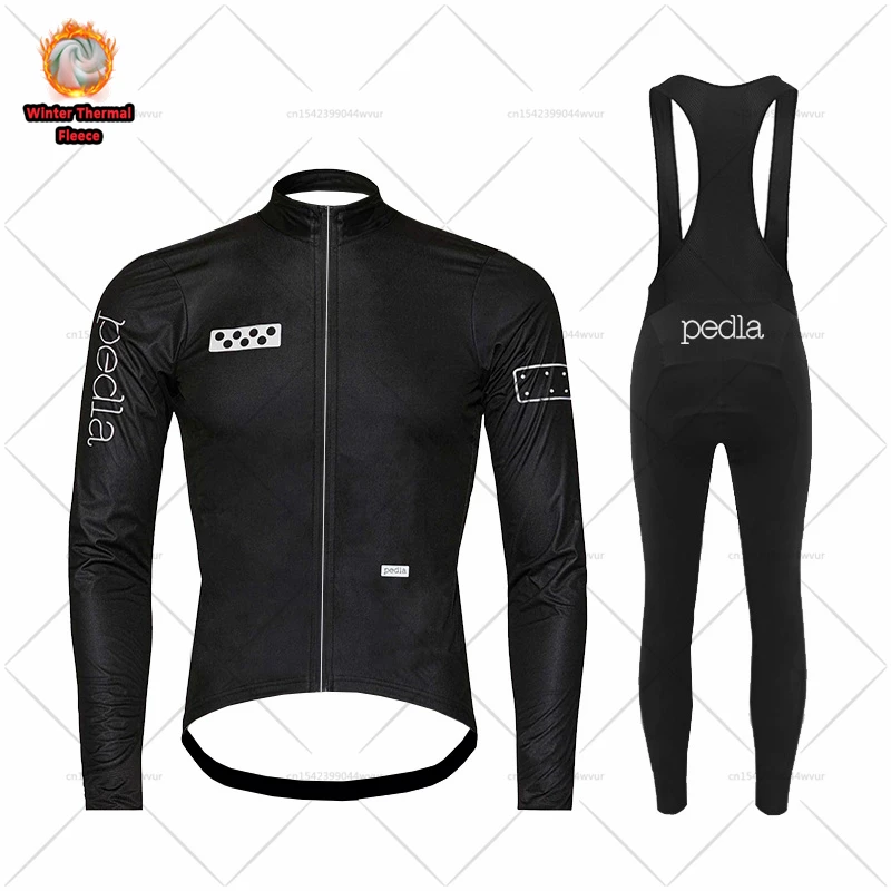 

2022 The Pedla Winter Cycling Set Thermal Fleece Cycling Clothing Long Sleeve Jersey Bike Racing Sportswear Road Bicycle clothes