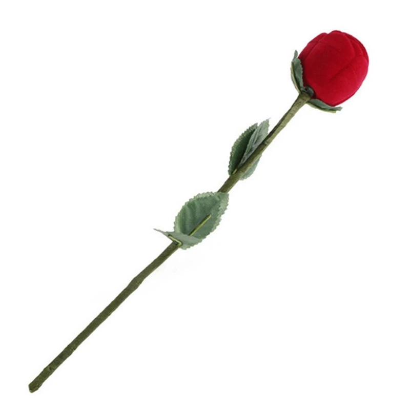 

Romantic Red Rose Flower Ring Box Earrings Jewelry Packaging Display Case for Engagement WeddingValentine's Day Decoration