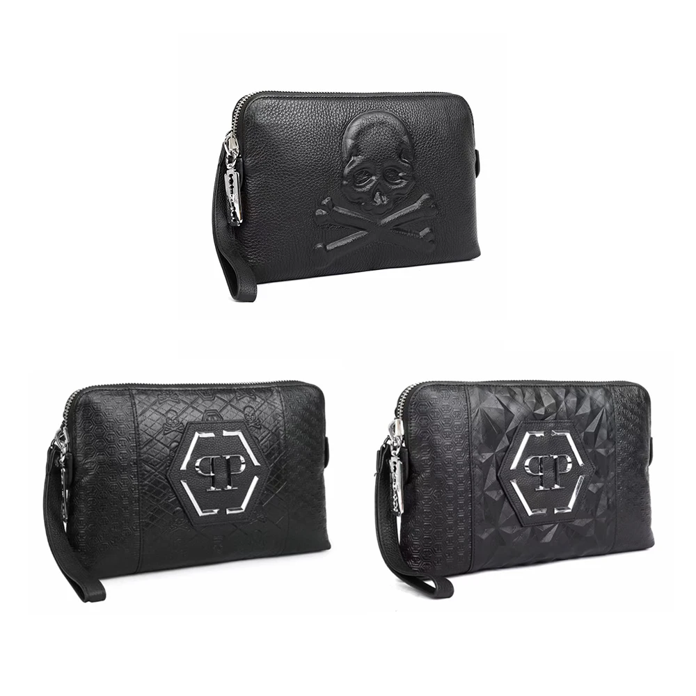 

2023 New Luxury High Quality 1:1 QP-PHILIPPs 3D Printed First Layer Cowhide Men's Women's PLEINs Portable Clutch Bag