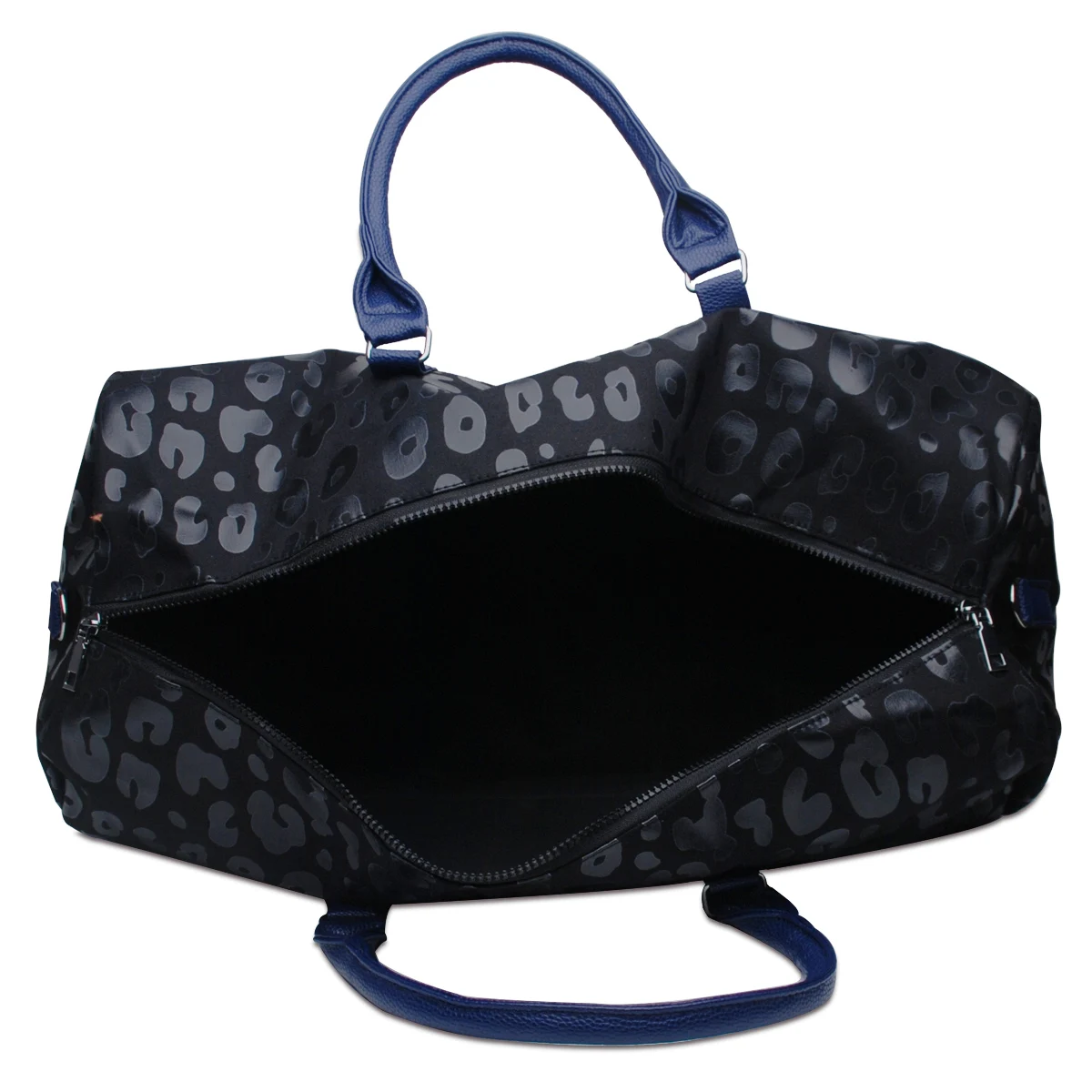 Black Leopard PU Leather Weekender Duffle Bag Casual Travel Tote Large Capacity Luggage Bags，with Shoulder Strap Overnight Bags