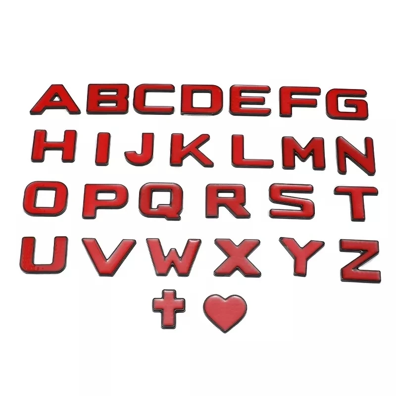 

1pcs New 30mm 3d Red Car Decals Diy Metal Creative Letter Number Symbol Cool Stickers Exterio Alphabet Decorative Accessories