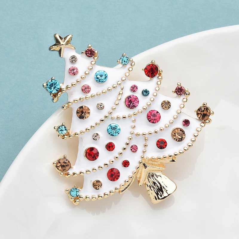 Wuli&ampbaby белая эмаль брошь Рождественская елка