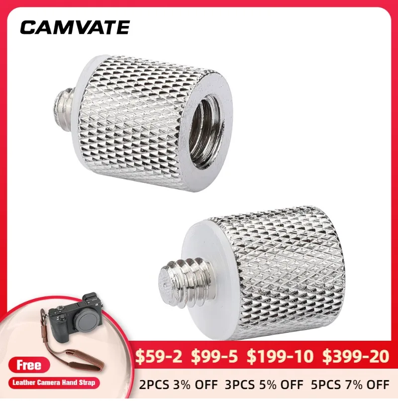 

CAMVATE 2Pcs Tripod Thread Reducer Screw Adapter With 3/8"-16 Female To 1/4"-20 Male For DSLR Camera Tripod Bracket Supporting
