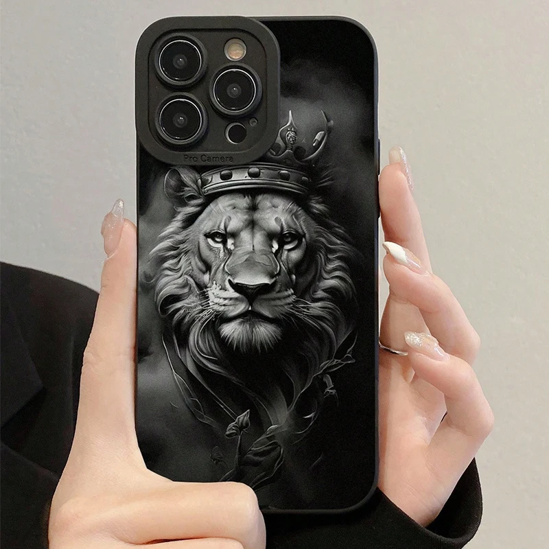 Подробный и перфорированный красочный чехол для телефона с принтом льва для iPhone 17 16 15 14 Pro Max 13 12 11 XS X XR 7 8 Plus 16E 17 Air Cover (art.: 3920d13221044) - 3920d13221044