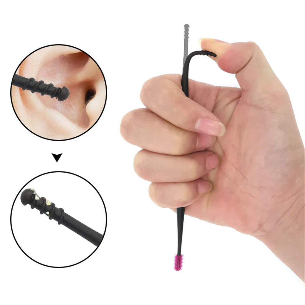 1PC Soft Silicone Ear Pick Double-ended Earpick Wax Curette Remover Cleaner Spoon Spiral Clean Tool Design | Красота и здоровье