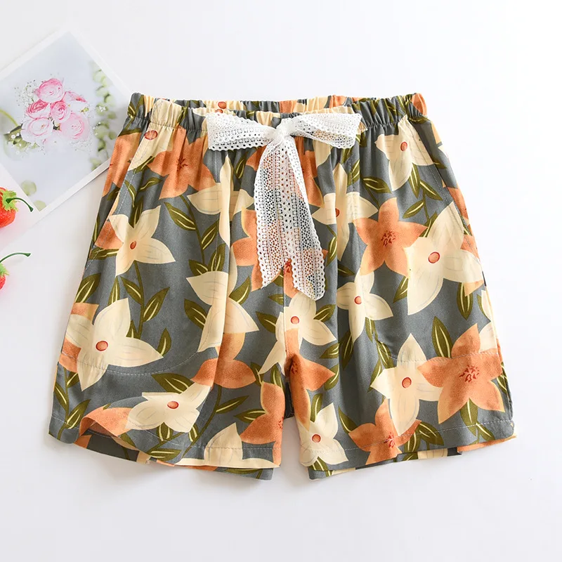 Pajama Pants Women's Summer Cotton Shorts Thin Section Loose Large Size Air-conditioned Pants Women's Home Wear