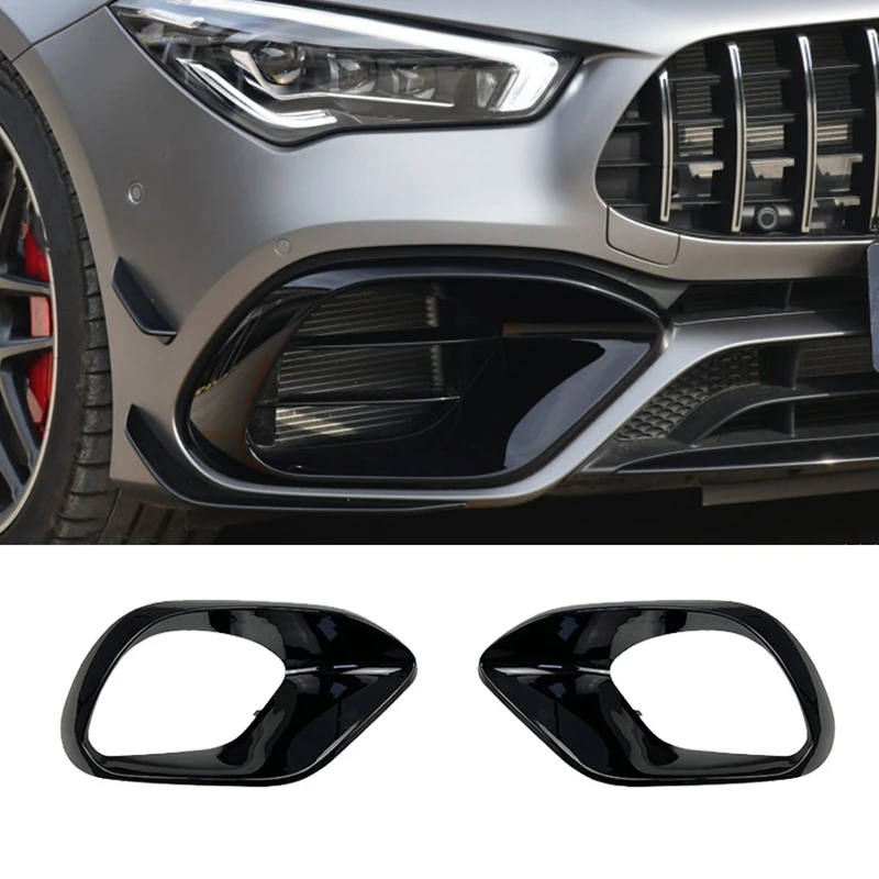 Чехол для Mercedes Benz CLA45 AMG C118 2020 2021 глянцевый черный передний бампер противотуманная