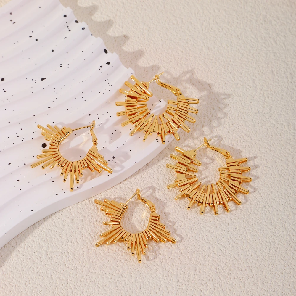 Серьги-кольца HONGTONG золотого цвета с асимметричным рисунком для женщин модные