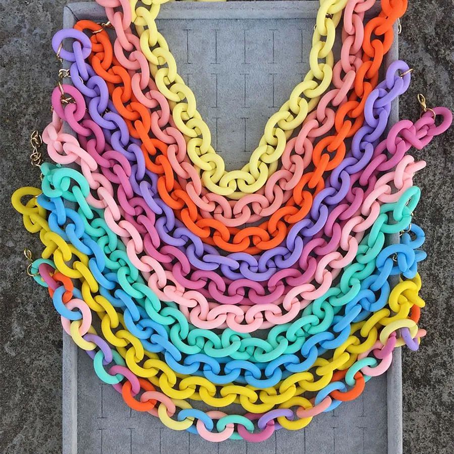 

Женское акриловое ожерелье-чокер FishSheep, модное ожерелье ярких цветов в стиле хип-хоп, длинный ошейник яркой расцветки, ювелирные изделия y2k, ...