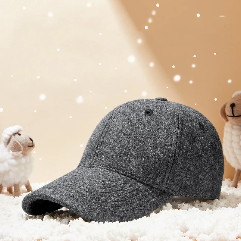 

Unisex Woolen Baseball Cap,Winter Wide Brim Warm Snapback Hat