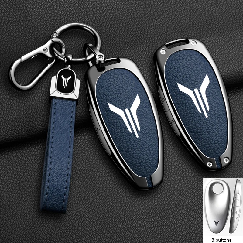 Чехол для автомобильного ключа, брелок для Voyah Free I-Land Dreamer 2021-2023, брелок для ключей, кожаный защитный ключ из цинкового сплава, аксессуары
