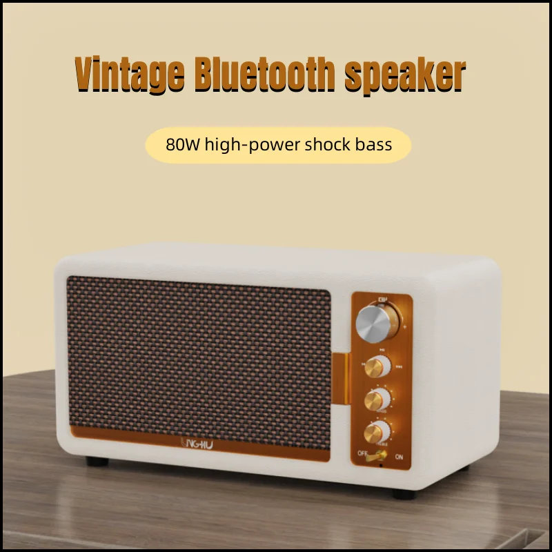 

Home Furnishing High-quality Retro Bluetooth Speakers Hi-Fi Big Volume 80W Power Heavy Subwoofer for Mobile Phones,PC,TV Boombox