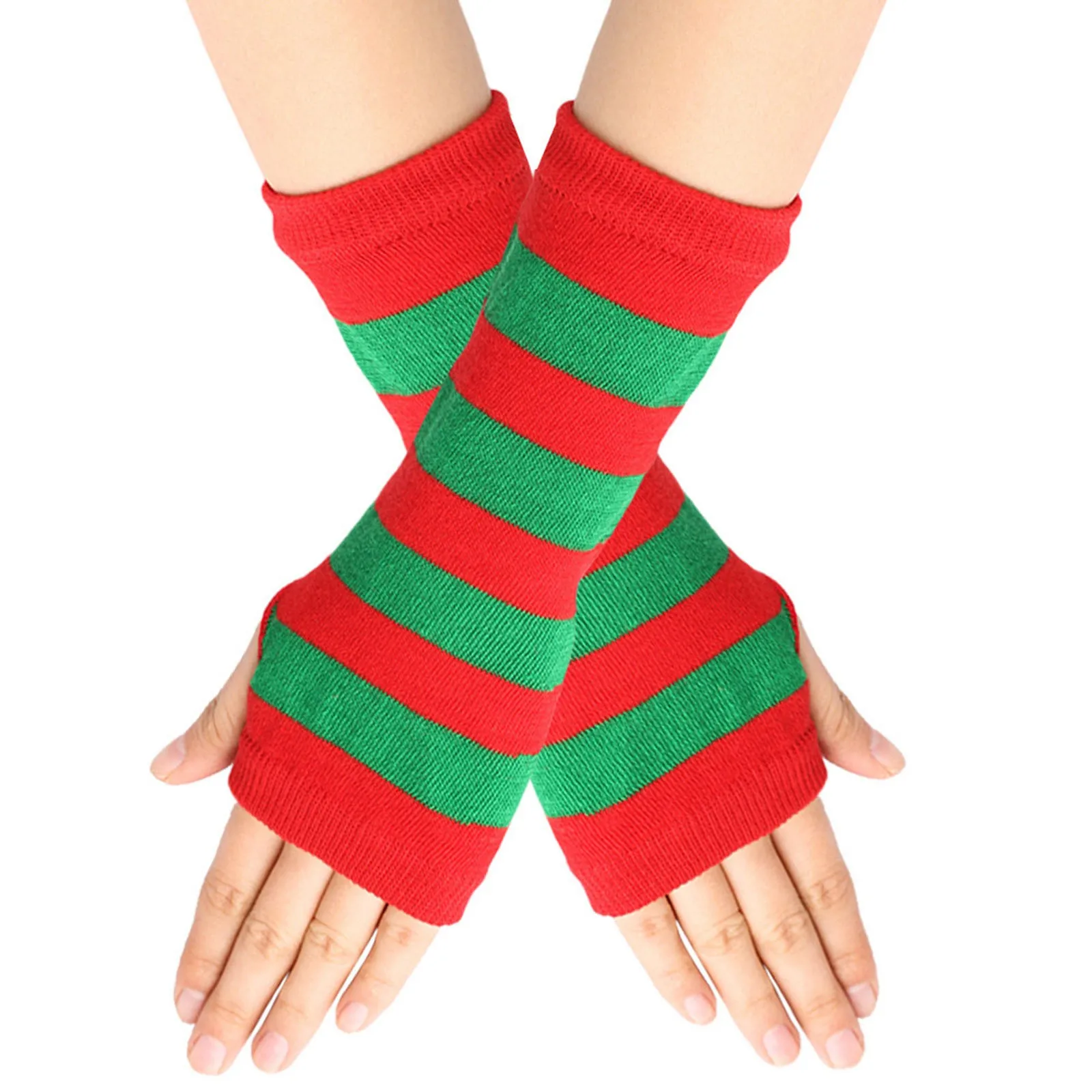 

Striped Winter Warm Women Gloves Wrist Arm Crochet Knitting Hollow Mitten Warm Fingerless Outdoor Cycling Gloves Unisex 5G