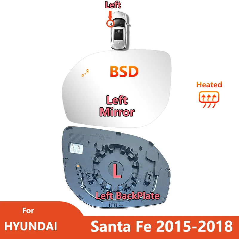 

Для Hyundai Maxcruz Santa fe 2015 2016 2017 2018 BSD зеркало заднего вида левая и правая сторона 87611-2W120/автомобильное зеркало на крыле запасные части